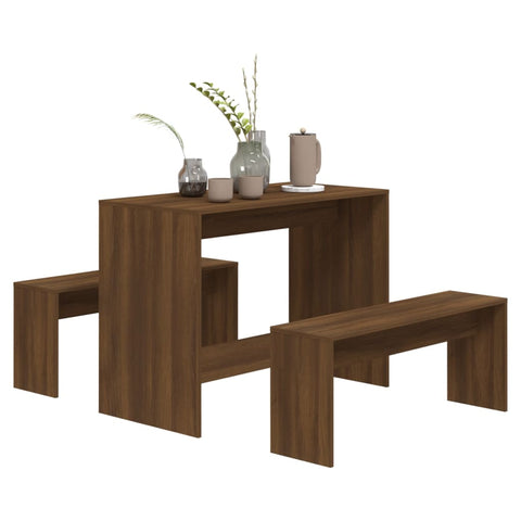 Dining Sets 3 Piece Dining Set Brown Oak Engineered Wood