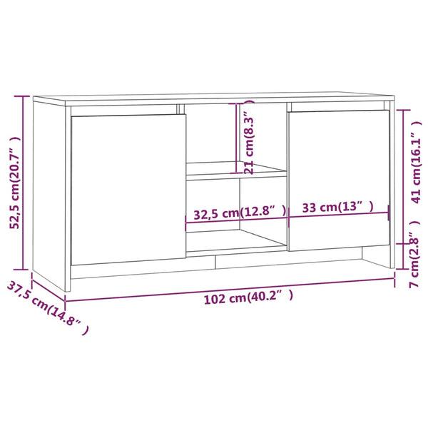 TV Stands & Entertainment Units Tv Cabinet Brown Oak 102X37.5X52.5 Cm Engineered Wood