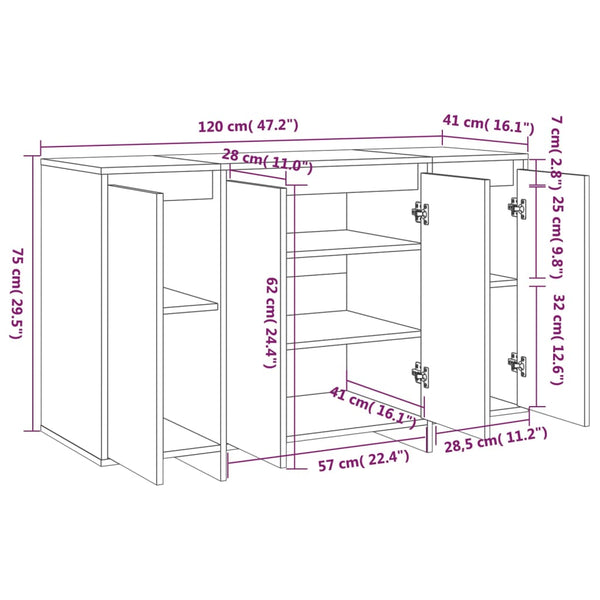 Sideboards & Buffets Sideboard Smoked Oak 120X41x75 Cm Engineered Wood