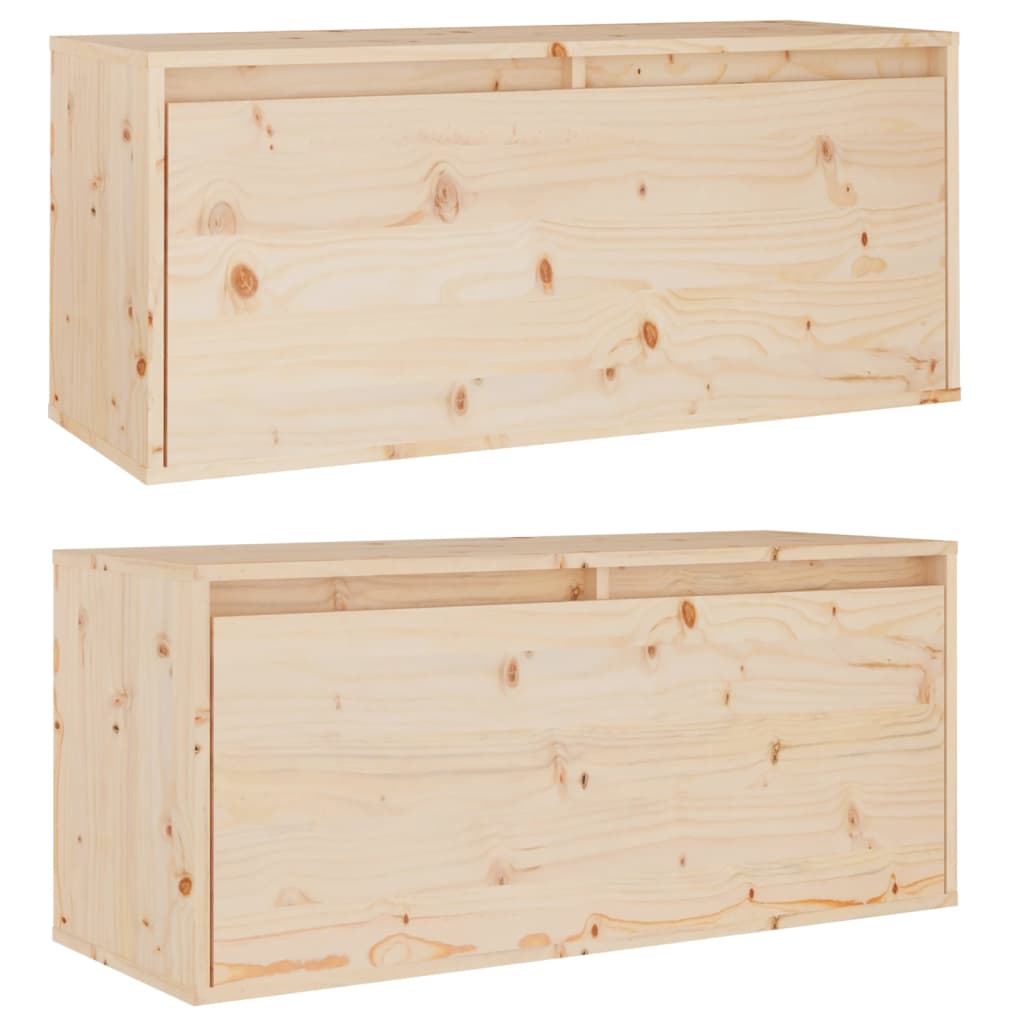 Cabinets & Cupboards Wall Cabinets 2 Pcs 80X30x35 Cm Solid Wood Pine