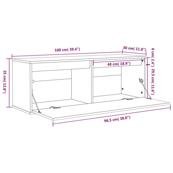 Cabinets & Cupboards Wall Cabinet 100X30x35 Cm Solid Wood Pine