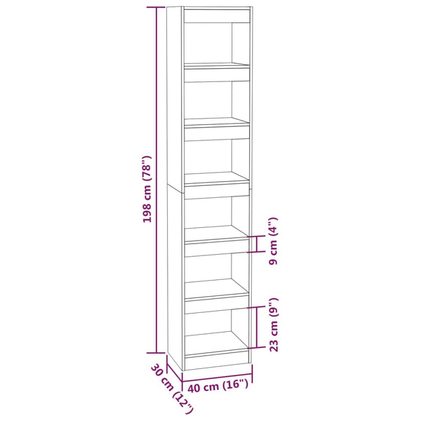 Bookshelves Book Cabinet/Room Divider High Gloss White 40X30x198 Cm