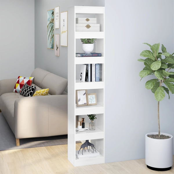 Bookshelves Book Cabinet/Room Divider High Gloss White 40X30x198 Cm