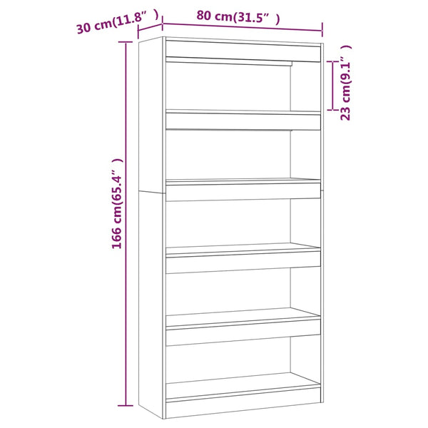 Bookshelves Book Cabinet/Room Divider White 80X30x166 Cm Engineered Wood