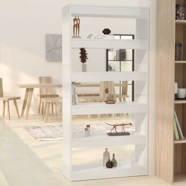 Bookshelves Book Cabinet/Room Divider High Gloss White 80X30x166 Cm Engineered Wood