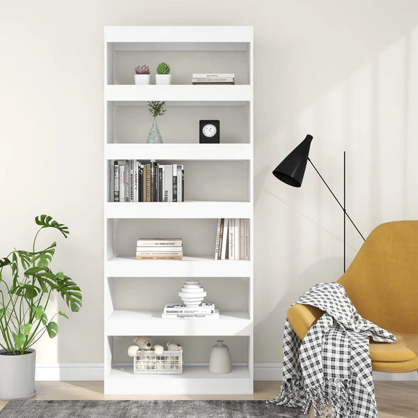 Bookshelves Book Cabinet/Room Divider White 80X30x198 Cm Engineered Wood