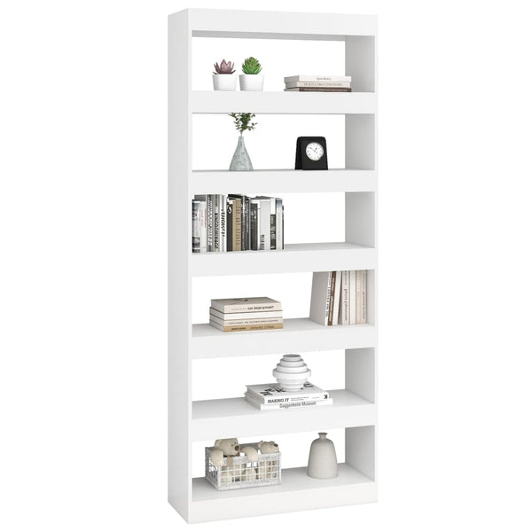 Bookshelves Book Cabinet/Room Divider White 80X30x198 Cm Engineered Wood