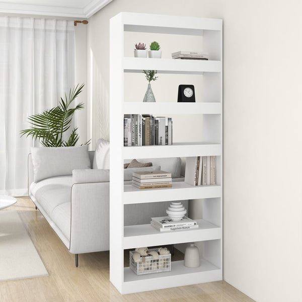 Bookshelves Book Cabinet/Room Divider White 80X30x198 Cm Engineered Wood