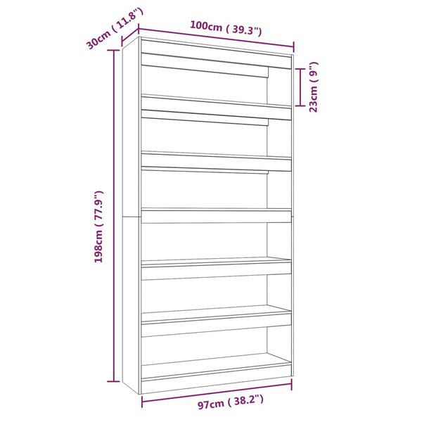 Bookshelves Book Cabinet/Room Divider White 100X30x198 Cm Engineered Wood