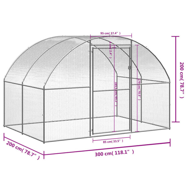 Small Animal Cages & Hutches Outdoor Chicken Coop 3X2x2 M Galvanised Steel