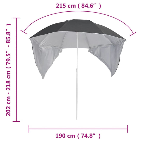 Patio Umbrellas Beach Umbrella With Side Walls Anthracite 215 Cm