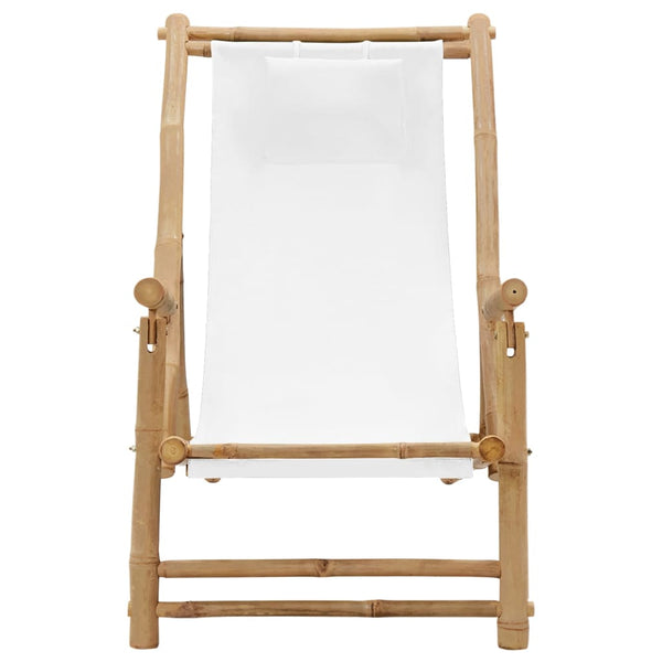 Patio Chairs Deck Chair Bamboo And Canvas Cream White