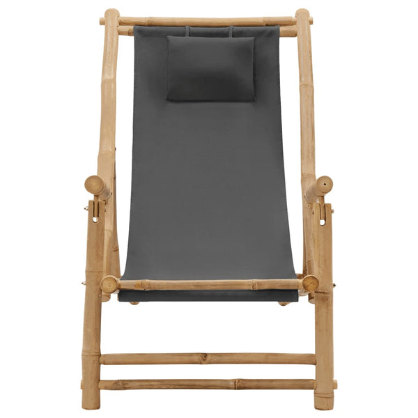 Patio Chairs Deck Chair Bamboo And Canvas Dark Grey