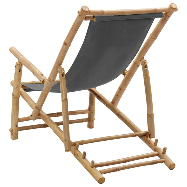 Patio Chairs Deck Chair Bamboo And Canvas Dark Grey