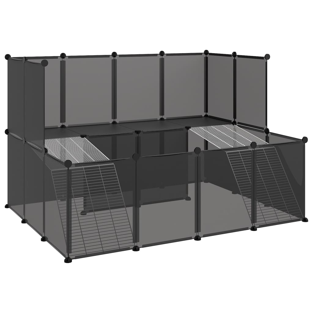 Small Animal Cages & Hutches Small Animal Cage Black 143X107x93 Cm Pp And Steel