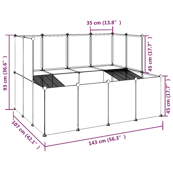 Small Animal Cages & Hutches Small Animal Cage Black 143X107x93 Cm Pp And Steel