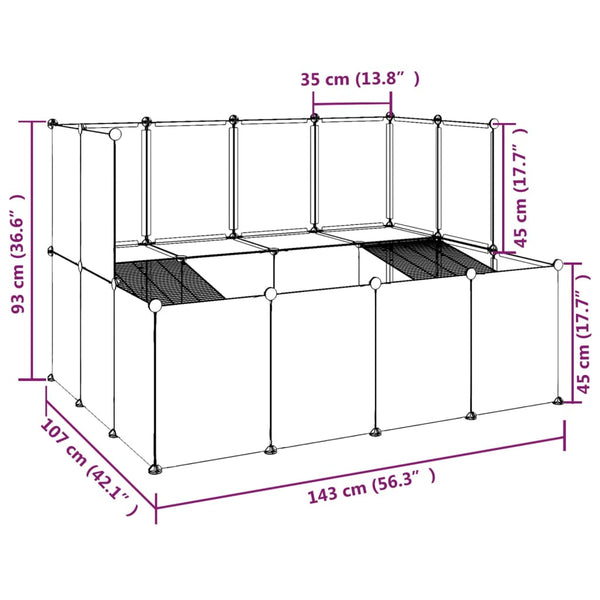 Small Animal Cages & Hutches Small Animal Cage Transparent 143X107x93 Cm Pp And Steel