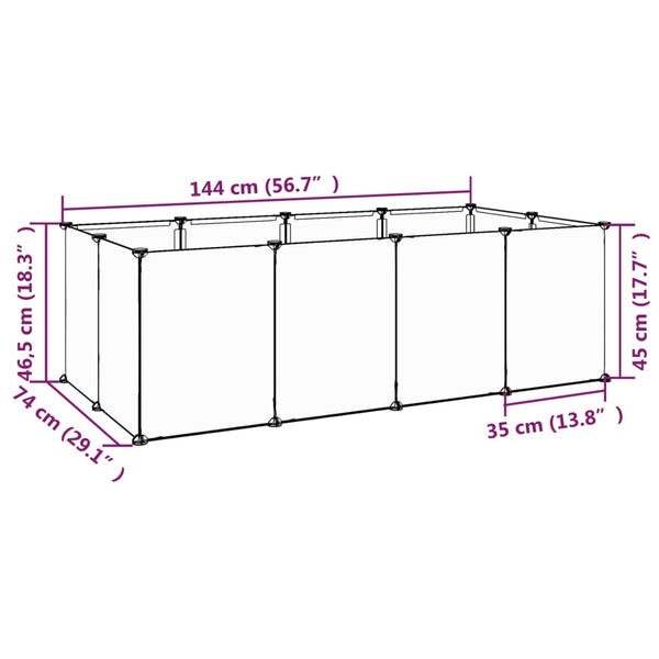 Small Animal Cages & Hutches Small Animal Cage Black 144X74x46.5 Cm Pp And Steel