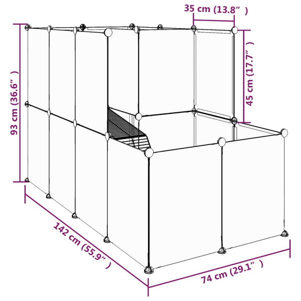 Small Animal Cages & Hutches Small Animal Cage Black 142X74x93 Cm Pp And Steel