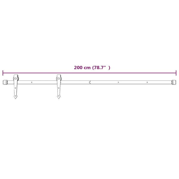 Sliding Door Hardware Kit 200 Cm Steel White