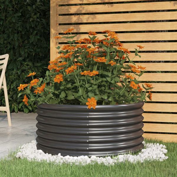 Baskets, Pots, Window Boxes Garden Planter Powder Coated Steel 80X80x36 Cm Anthracite