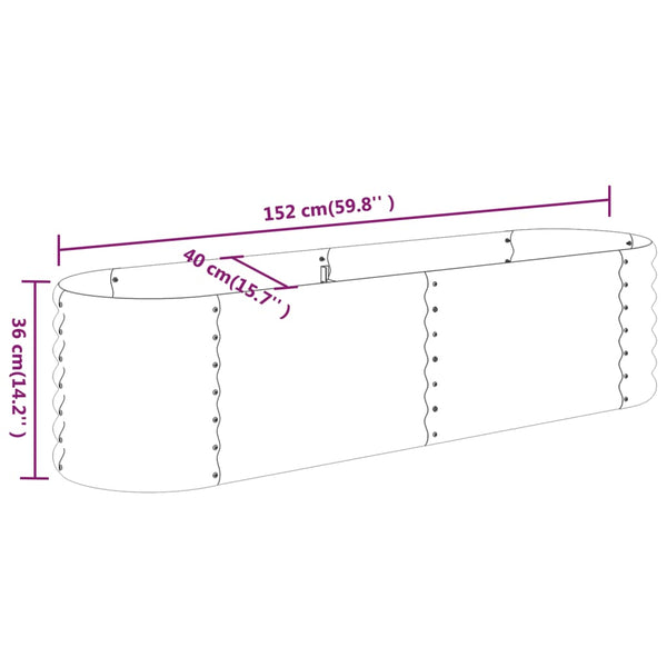 Raised Garden Beds Garden Raised Bed Powder Coated Steel 152X40x36 Cm Grey