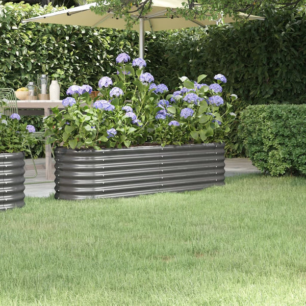 Raised Garden Beds Garden Raised Bed Powder Coated Steel 152X40x36 Cm Grey