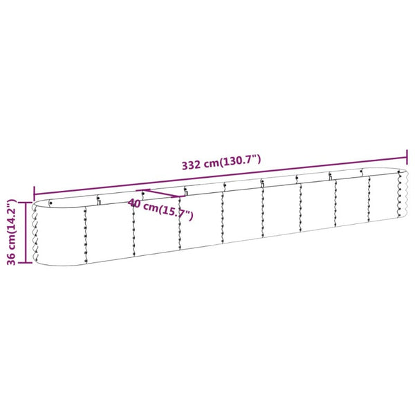 Raised Garden Beds Garden Raised Bed Powder Coated Steel 332X40x36 Cm Grey