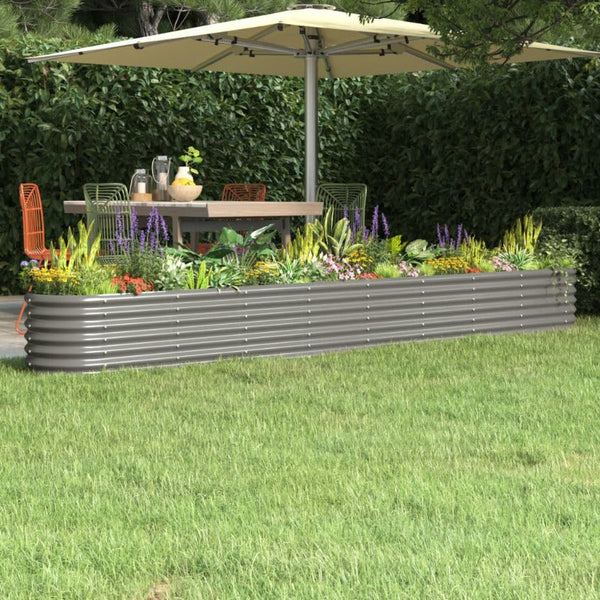 Raised Garden Beds Garden Raised Bed Powder Coated Steel 332X40x36 Cm Grey