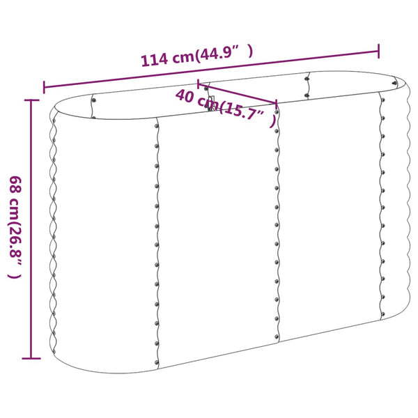 Raised Garden Beds Garden Raised Bed Powder Coated Steel 114X40x68 Cm Grey