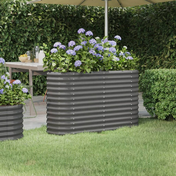 Raised Garden Beds Garden Raised Bed Powder Coated Steel 114X40x68 Cm Grey