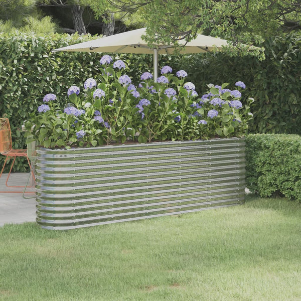 Raised Garden Beds Garden Raised Bed Powder Coated Steel 224X40x68 Cm Silver