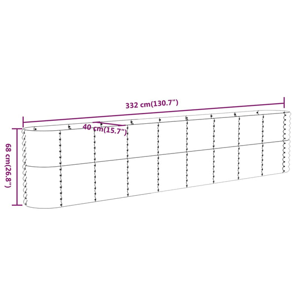 Raised Garden Beds Garden Raised Bed Powder Coated Steel 332X40x68 Cm Grey