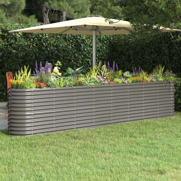 Raised Garden Beds Garden Raised Bed Powder Coated Steel 332X40x68 Cm Grey