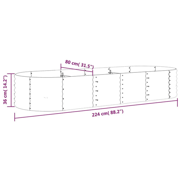 Raised Garden Beds Garden Raised Bed Powder Coated Steel 224X80x36 Cm Grey