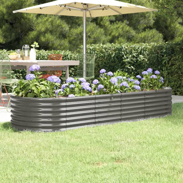 Raised Garden Beds Garden Raised Bed Powder Coated Steel 224X80x36 Cm Grey