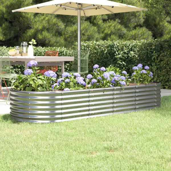 Raised Garden Beds Garden Raised Bed Powder Coated Steel 224X80x36 Cm Silver