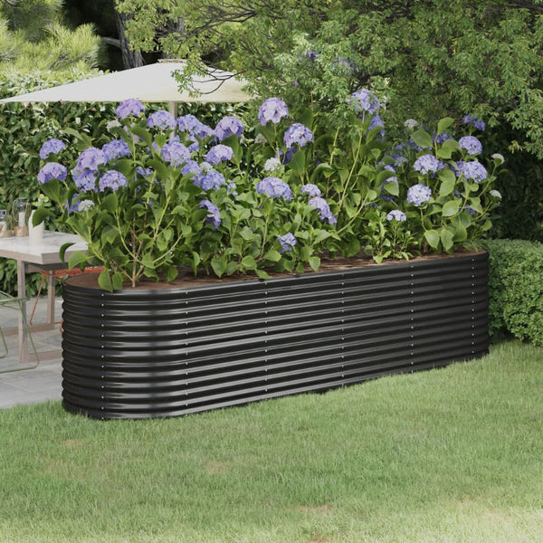 Raised Garden Beds Garden Raised Bed Powder Coated Steel 296X80x68 Cm Anthracite