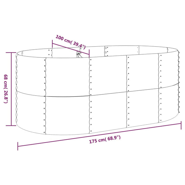 Raised Garden Beds Garden Raised Bed Powder Coated Steel 175X100x68 Cm Grey