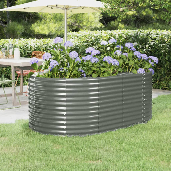 Raised Garden Beds Garden Raised Bed Powder Coated Steel 175X100x68 Cm Grey