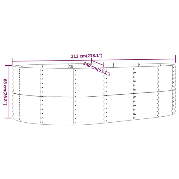 Raised Garden Beds Garden Raised Bed Grey 212X140x68 Cm Powder Coated Steel