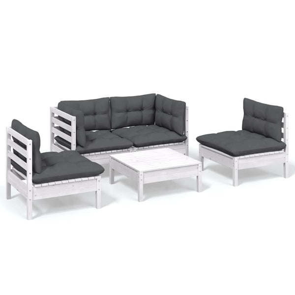 Patio Furniture Sets 5 Piece Garden Lounge Set With Cushions Solid Pinewood