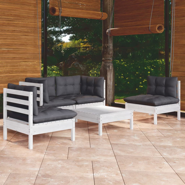 Patio Furniture Sets 5 Piece Garden Lounge Set With Cushions Solid Pinewood