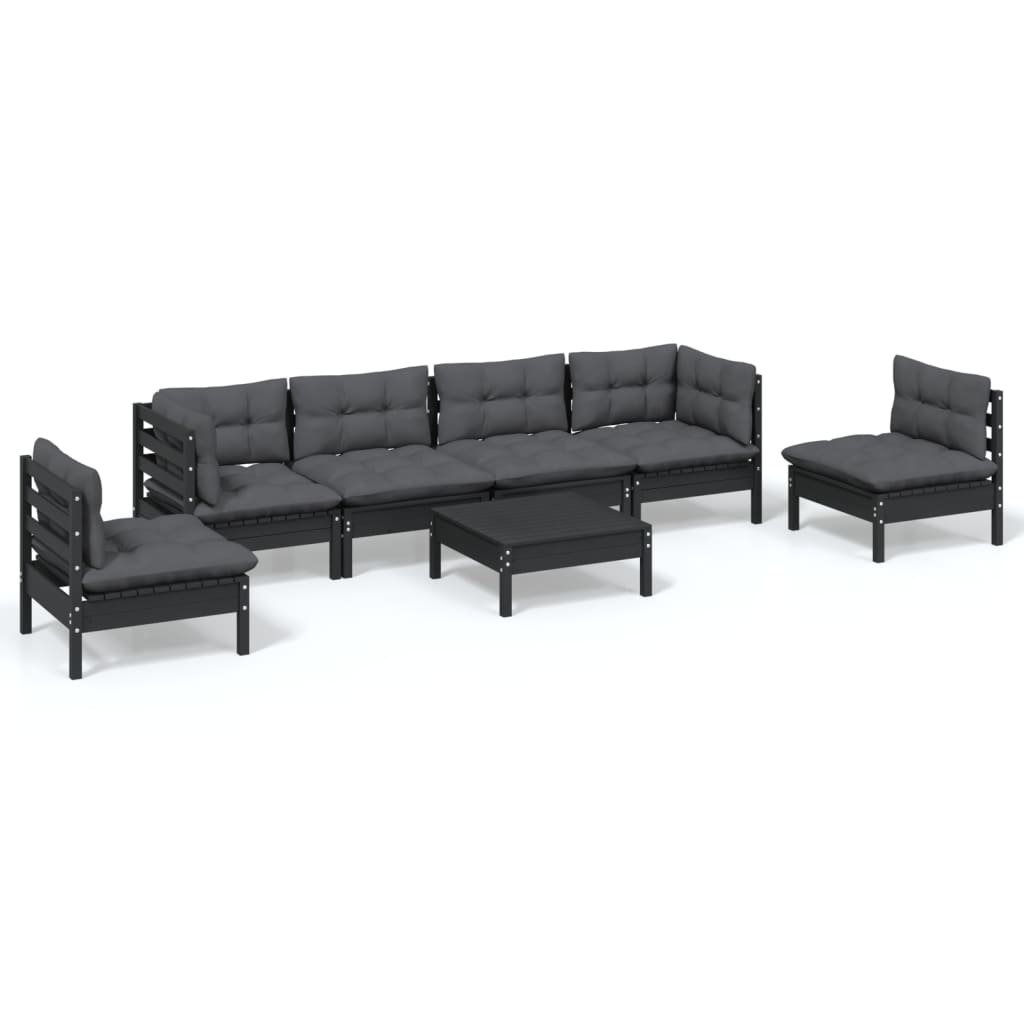 Patio Furniture Sets 7 Piece Garden Lounge Set With Cushions Solid Pinewood