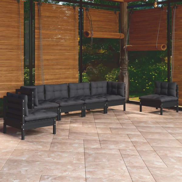 Patio Furniture Sets 7 Piece Garden Lounge Set With Cushions Solid Pinewood