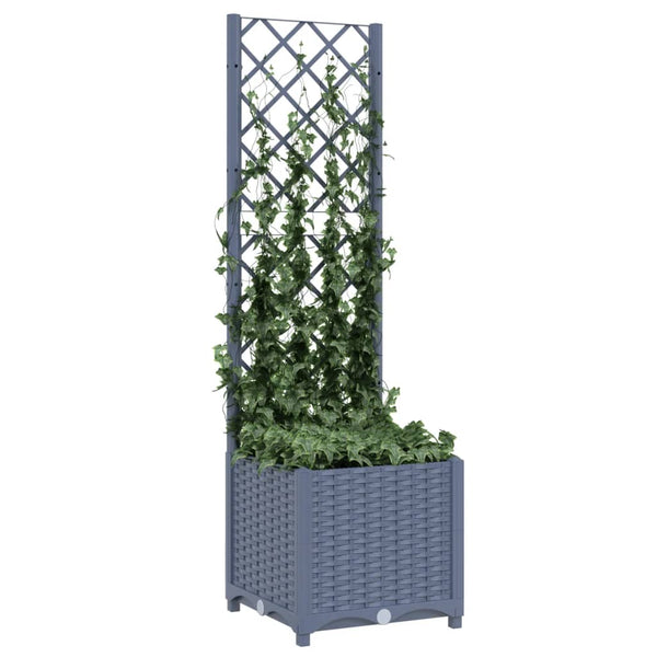 Baskets, Pots, Window Boxes Garden Planter With Trellis Dark Grey 40X40x136 Cm Pp