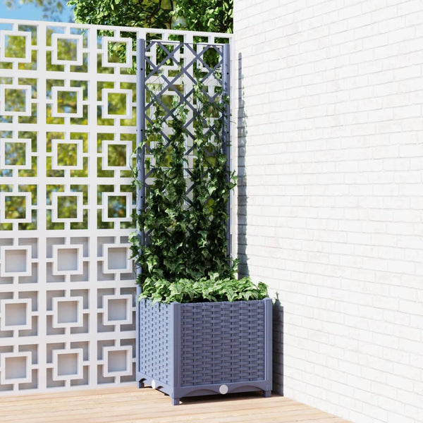 Baskets, Pots, Window Boxes Garden Planter With Trellis Dark Grey 40X40x136 Cm Pp