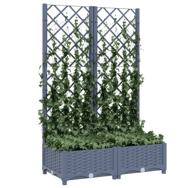 Baskets, Pots, Window Boxes Garden Planter With Trellis Dark Grey 80X40x121.5 Cm Pp