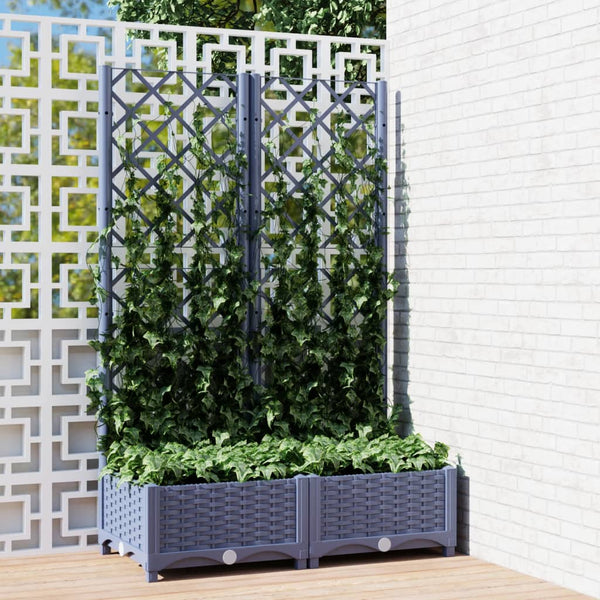 Baskets, Pots, Window Boxes Garden Planter With Trellis Dark Grey 80X40x121.5 Cm Pp