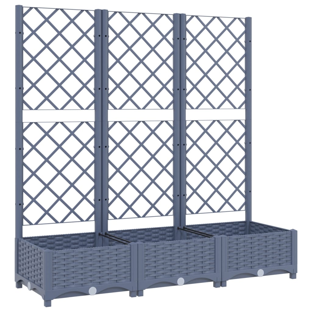 Baskets, Pots, Window Boxes Garden Planter With Trellis Dark Grey 120X40x121.5 Cm Pp